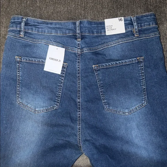 Forever 21 Medium Dark Blue Skinny Jeans - Picture 3 of 5